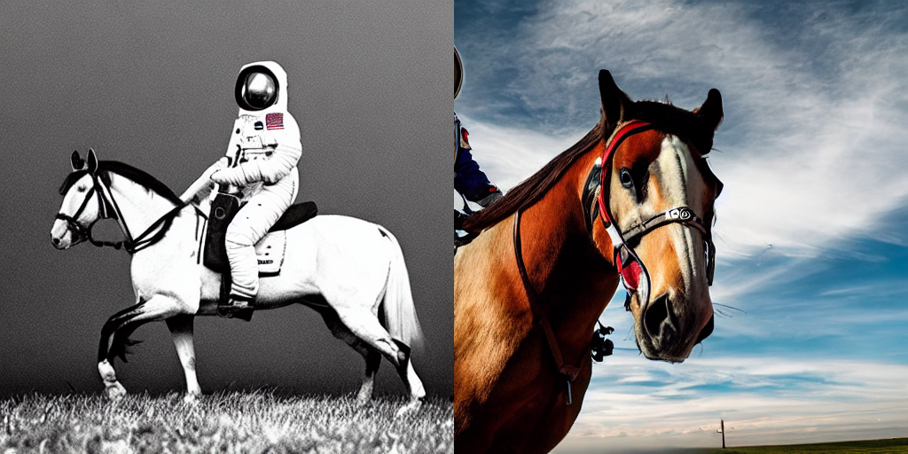 a photograph of an astronaut riding a horse